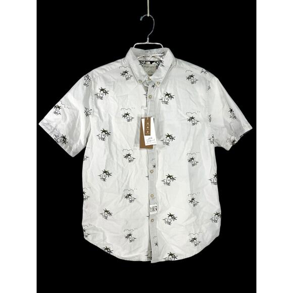 Denim & Flower Tropical Collection Palm Tree Button Down Shirt Large - Picture 1 of 12